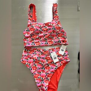 ZYIA Floral Pink and Red Bikini Set